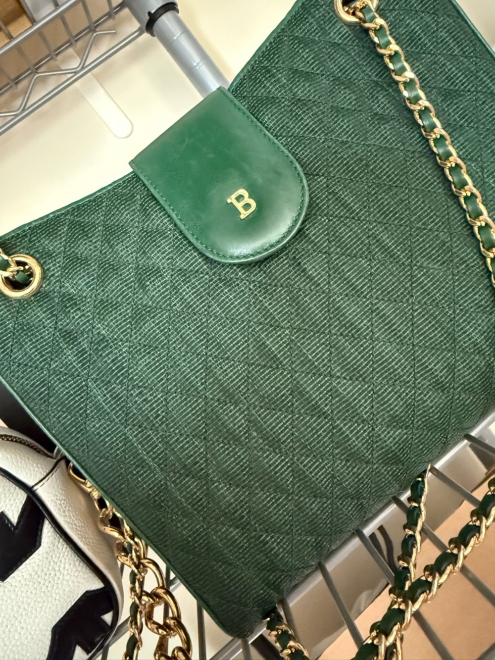 Vintage BALLY dark,green shoulder bag, RARE EUC - Picture 6 of 15